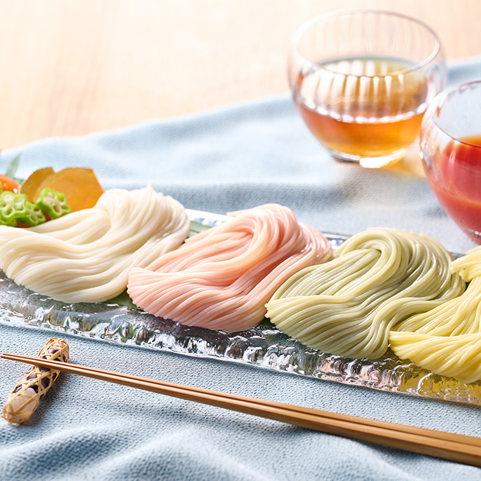 まあるい彩り三輪素麺と2種のつゆ