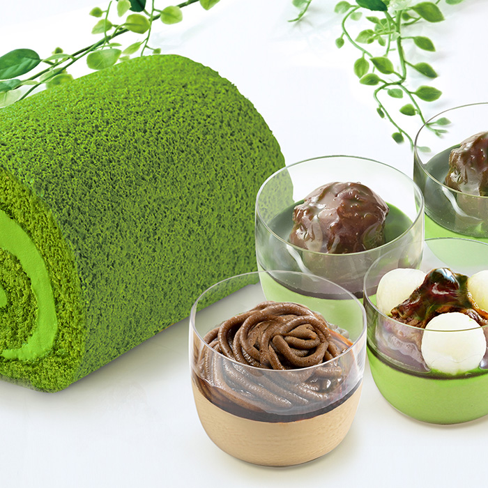 京都・東山茶寮　宇治抹茶ロールケーキと宇治茶プリン３つの風味